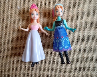 Vintage Polly Pocket Disney Princess Frozen Elsa & Anna Dolls Outfits Set R67