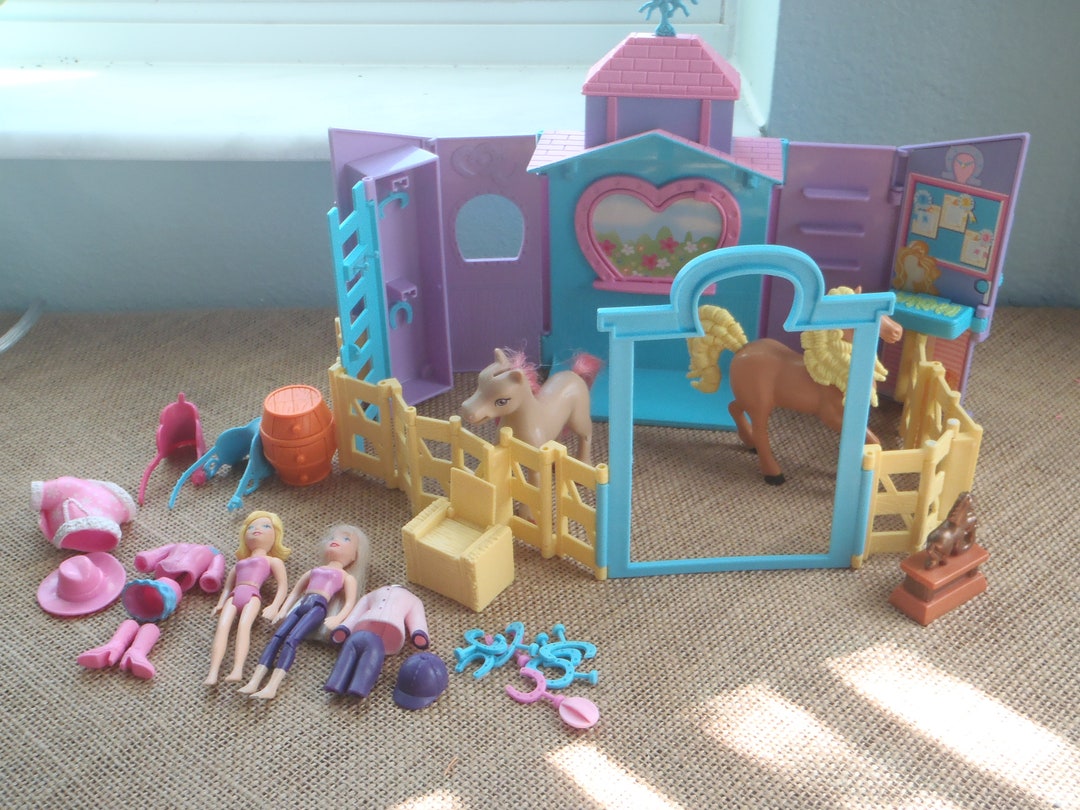Vintage Polly Pocket Horse Stable Barn Jointed Doll Jockey Riding Girl Set D Etsy