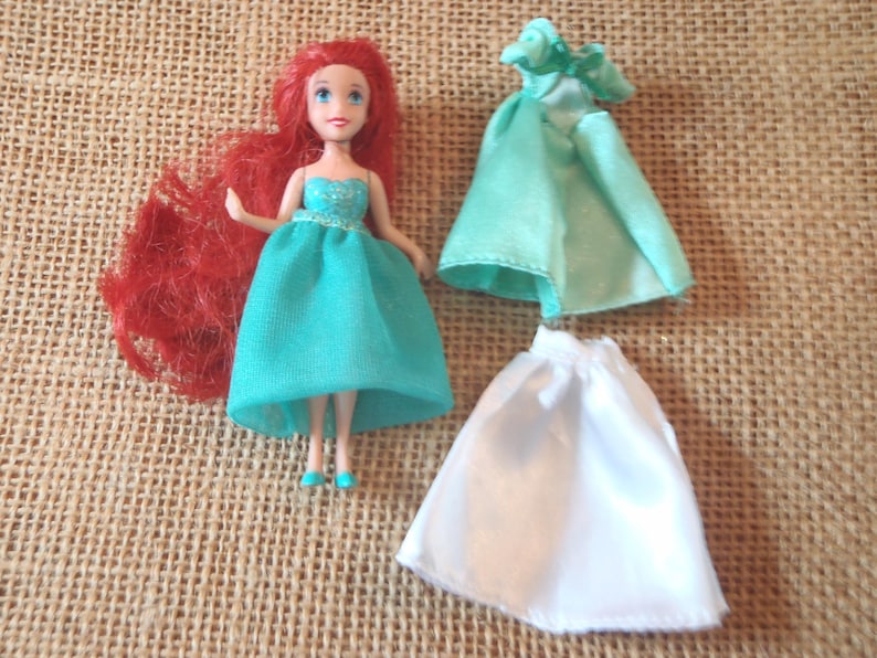 Vintage Polly Pocket Disney Princess Ariel Little Mermaid Doll Outfits Fabric Set G5 image 1