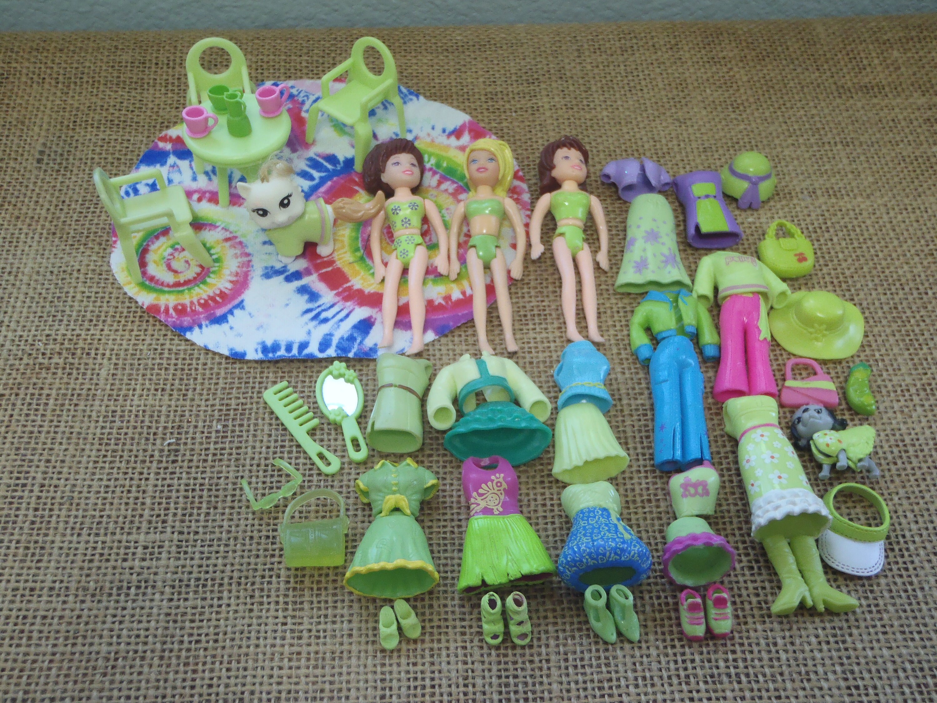 Vintage Polly Pocket Dolls "colors of the Rainbow" Green Outfits Shoes Pet  Lot Clothes C42 - Etsy