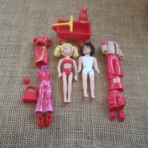 Vintage Polly Pocket Dolls &quot;Colors of the Rainbow&quot; Red Boy & Girl Lot  B53