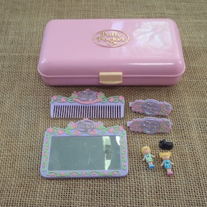 Vintage Bluebird Polly Pocket 1990 Pretty Hair Playset Compact - Complete