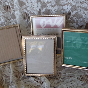 Vintage Ornate Gold Filigree Metal Picture Shabby Gold Small Picture Frame 3 1/2 X 4 1/2 Inches