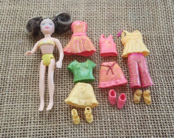 Vintage Polly Pocket Fashion Doll Color Changing Hair Set Clothing H5