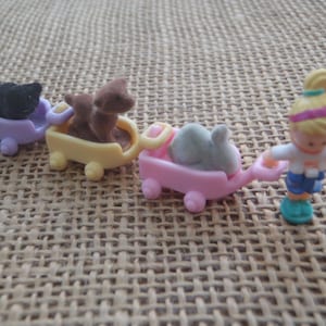 Vintage Bluebird Polly Pocket 1993 Li&#39;l Pet Carts Pet Parade - Complete