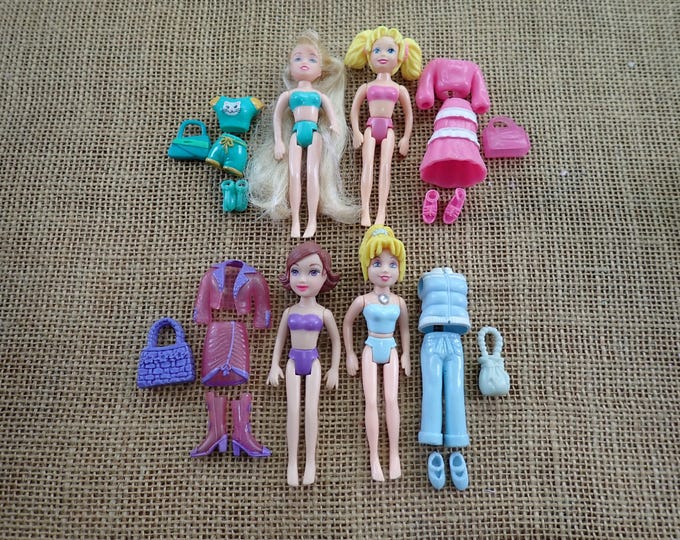 Lot Polly Pocket Vintage Y2K - Poupées Et Accessoires - Vêtements Caoutchouc - Mattel