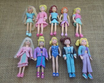 Vintage Polly Pocket Dolls Lot of 10 Clothes Dressed C50