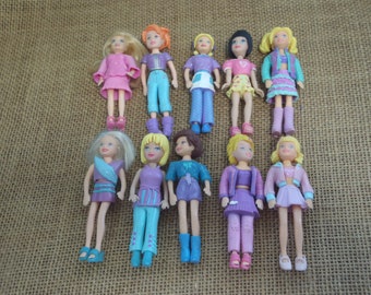 Vintage Polly Pocket Dolls Lot of 10 Clothes Dressed C49