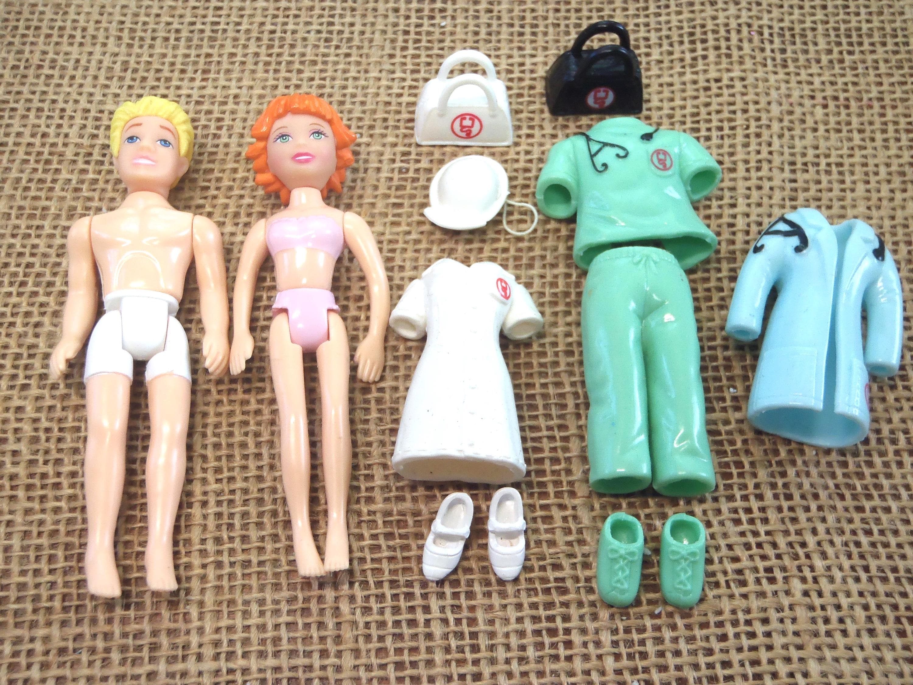 Vintage Polly Pocket Dolls Medical Hospital Nurse Veterinarian Set