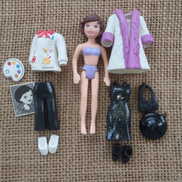 Vintage Polly Pocket Cool Careers Lila Artist Movie Star 2002 Doll Excellent Set I85