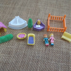 Vintage Blue-Box Tiny Dreams Dollhouse Pet Shop Furniture Figures Dolls Set J