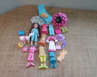 Vintage Polly Pocket Dolls Crazy for Polka Dots Outfits Shoes Pet Lot Clothes Q30