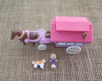 Vagón de circo Polly Pocket Bluebird vintage de 1995 en movimiento