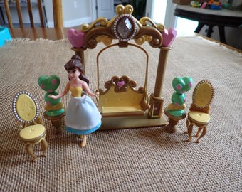 Vintage Polly Pocket Disney Prinsessan Belle Skönheten och Odjuret Gunga Lekset R68