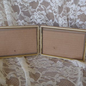 Vintage Ornate Gold Filigree Metal Picture Shabby Small Picture Frame 3 1/2 X 4 1/2 Inches