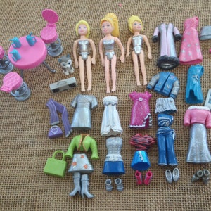 Vintage Polly Pocket Dolls Girl colors of the Rainbow Silver