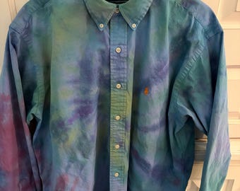 Polo Ralph Lauren Men's Long Sleeve Shirt Tie Dye Large. Perfect. Fast Shipping