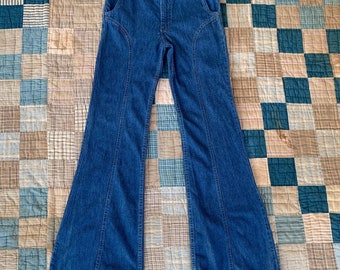 Rare Dead stock BNWT Vintage 70s Levis 20613-1113 684 Saddle Back Bell Bottom Jeans Flare Disco Boho Hippie Orange Tab 30x34