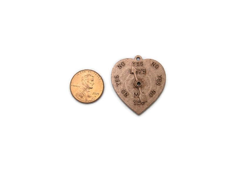 Brass Love Me Yes or No Heart Spinner Pendant , Made in the USA - Etsy
