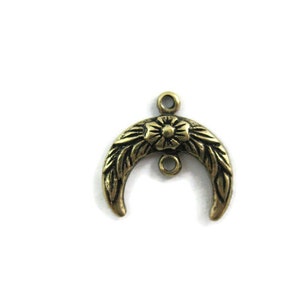 Brass 2 Ring Crescent Connector Finding , Made in the USA