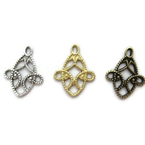 Brass Beaded Filigree Drop (2 pieces) , Made in the USA