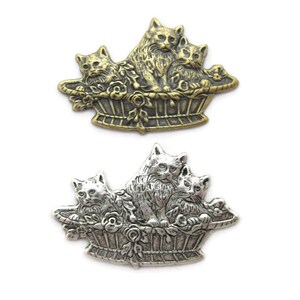 Brass Trio of Kittens Stamping (2 pieces)  , Made in the USA