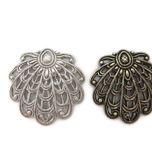 Coquillage européen en laiton, design vintage en filigrane