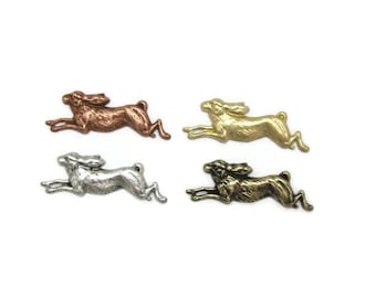 Brass Vintage Design Running Rabbit Stamping , Made in the USA
