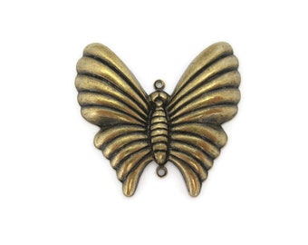 Brass Vintage Design Dapt Butterfly with 2 Rings , Made in the USA
