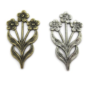 Brass 3 Flower Stamping No Ring (2 pieces) , Made in the USA