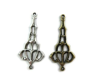 Brass Vintage Design Art Nouveau Connector (2 pieces) , Made in the USA
