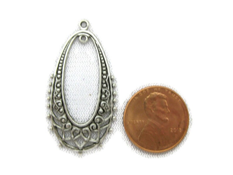 4 pieces Made in the USA Antiqued Brass Oval Filigree Earring Finding