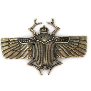 Brass Vintage Design Scarab with Extended Wings , Made in the USA