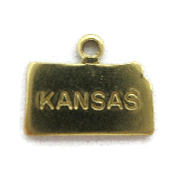 Petite breloque Kansas en laiton (4 pièces), fabriquée aux États-Unis