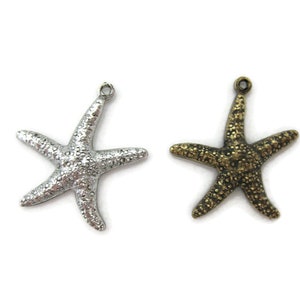 Brass 2 Sided Starfish Charm (2 pieces) , Made in the USA