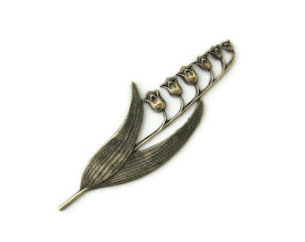 Messing Vintage Design Maiglöckchen Zweig, Made in den USA