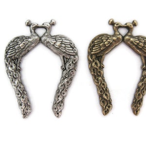 Brass Vintage Design Detailed Twin Peacock Finding , Made in the USA