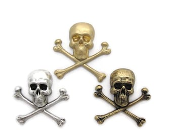 Brass Vintage Design Large Skull and Crossbones , Made in the USA