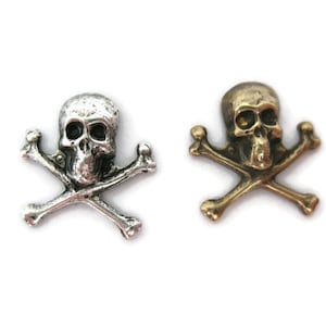 Brass Vintage Design Small Skull and Crossbones (4 pieces) , Made in the USA