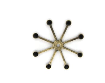 Brass Retro Star Burst with 4 mm Settings (4 pieces) , Made in the USA