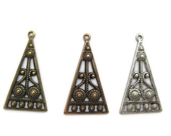 Brass Art Deco Earring Drops (2 pieces) , Made in the USA