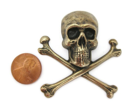 Brass Vintage Design Extra Large Skull and Crossbones , Made in