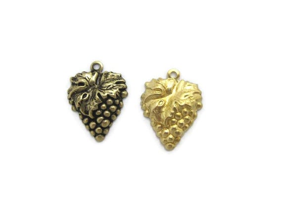 Brass Grapes Charm (4 pieces) , Made in the USA