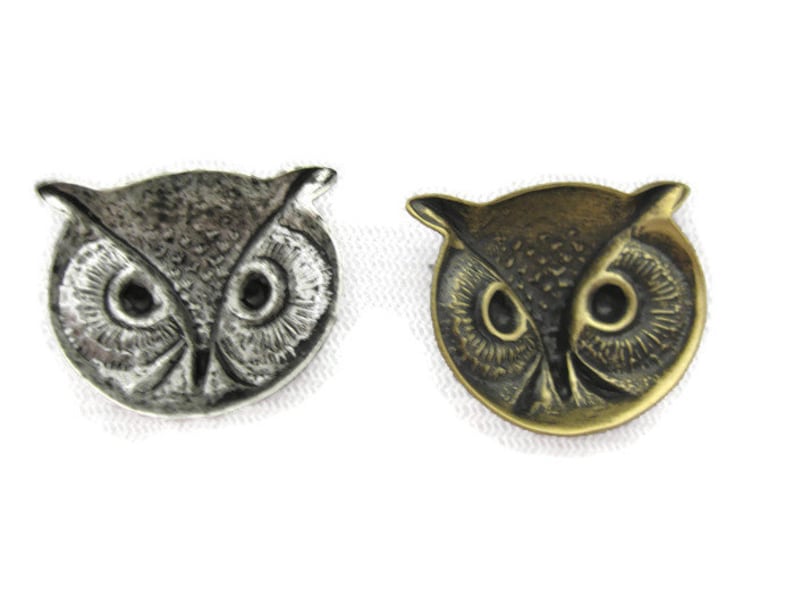 Antiqued Brass Vintage Design Small Owl Head #2 Made in the USA