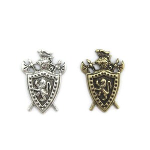 Brass Vintage Design Small Knights Shield (2 pieces) , Made in the USA