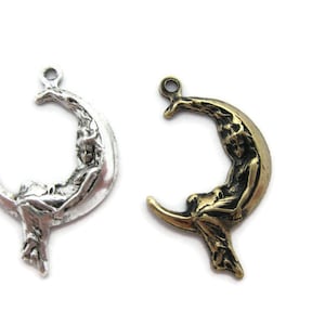 Brass Vintage Design Small Moon Goddess (2 pieces) , Made in the USA