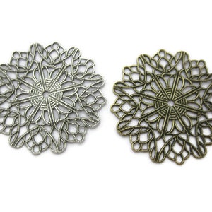 Brass Vintage Design Round Floral Filigree , Made in the USA