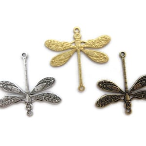 Brass Vintage Design 2 Ring Dragonfly Connector (2 pieces) , Made in the USA