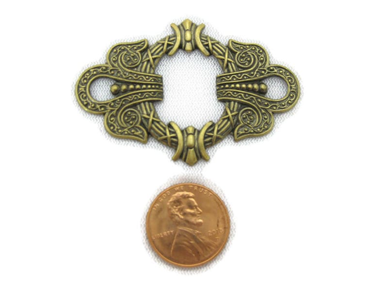 Antiqued Brass Art Nouveau Buckle Motif Made in the USA