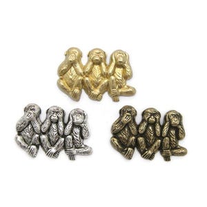 Brass Vintage Design See No Evil, Speak No Evil, Hear No Evil Monkeys , Made in the USA